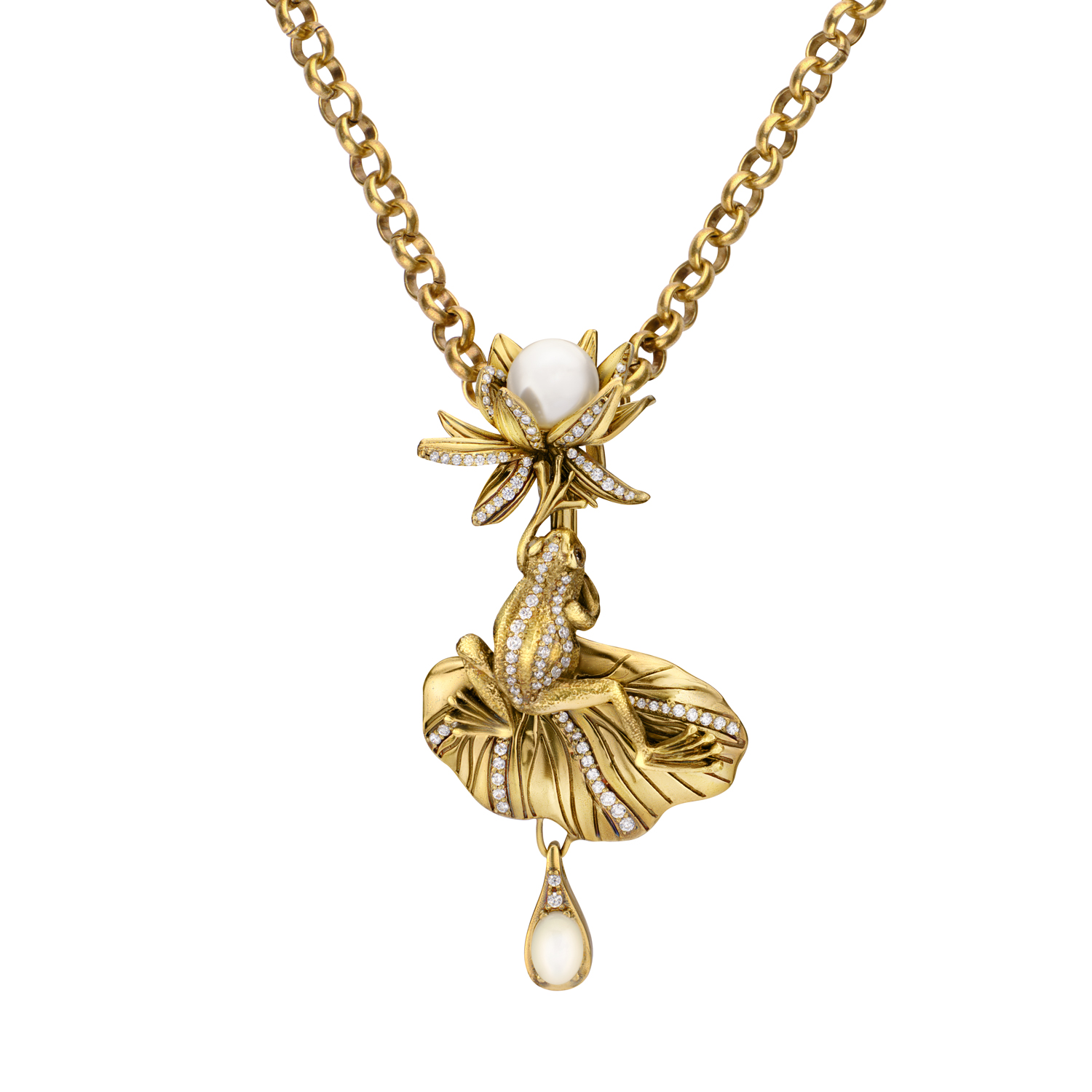 CO1702 PEARL Necklace/Broosh Rana di loto