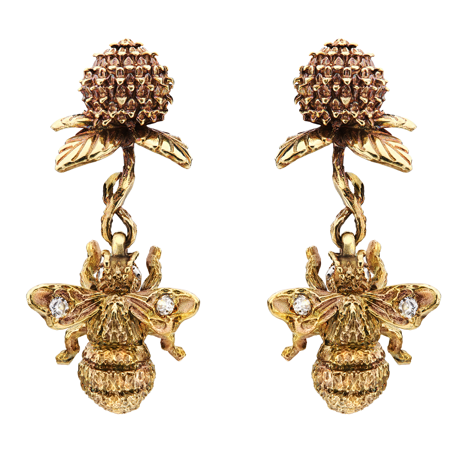 OR2104 CRYSTAL Earings пусеты Bumblebee sul trifoglio