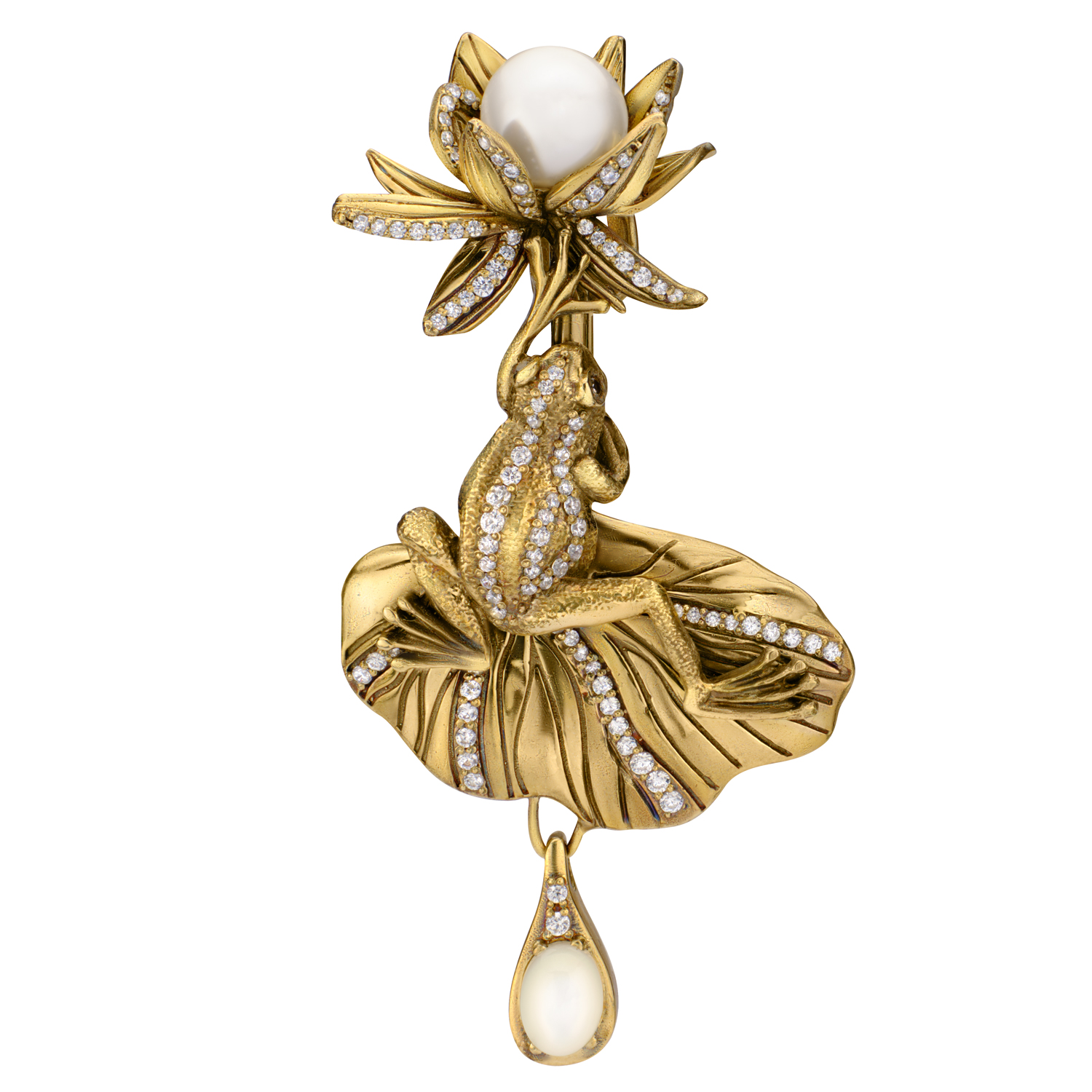 CO1702 PEARL Broosh/Necklace Rana di loto