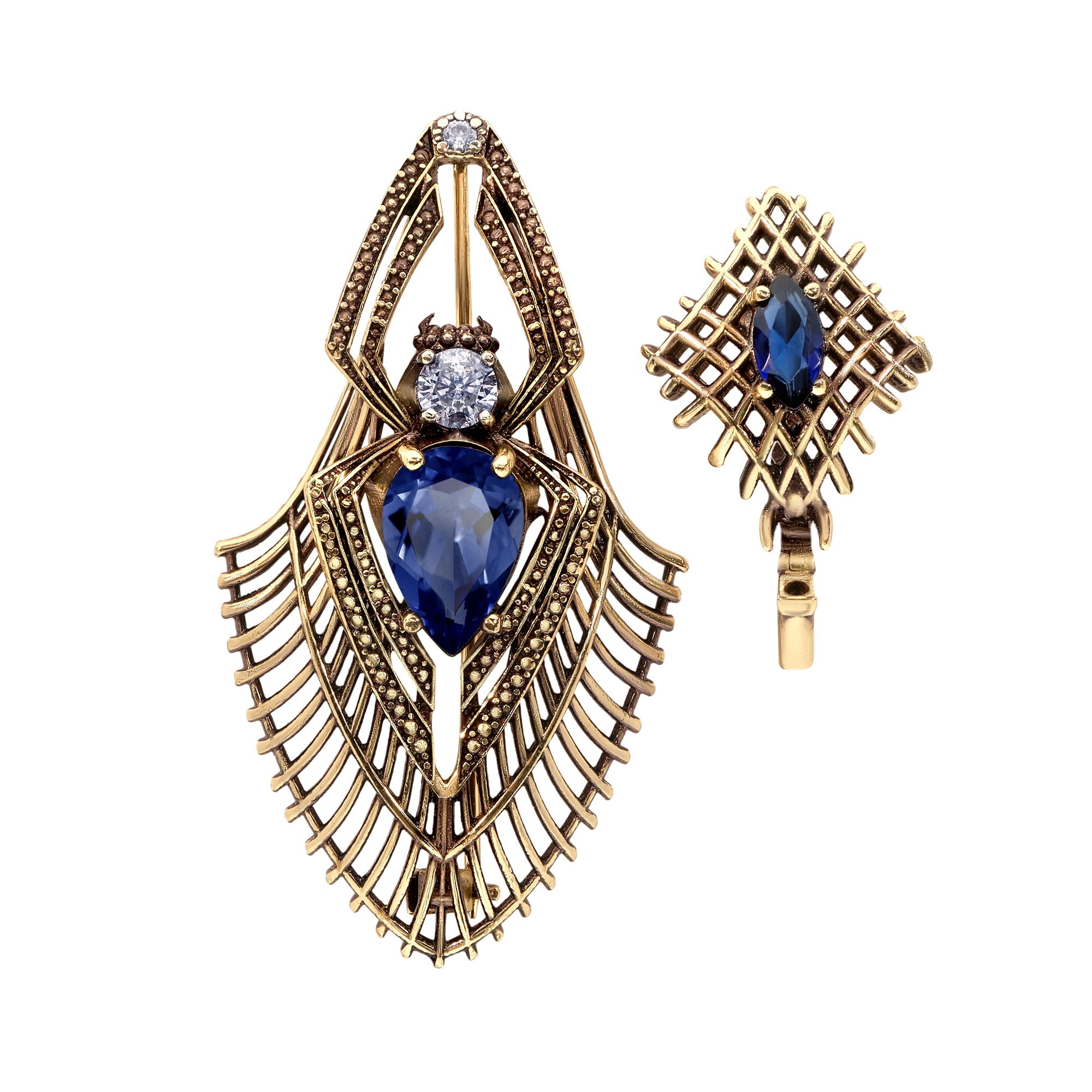 SP310721 TANZANITE Broosh/Necklace RAGNO ART DECO