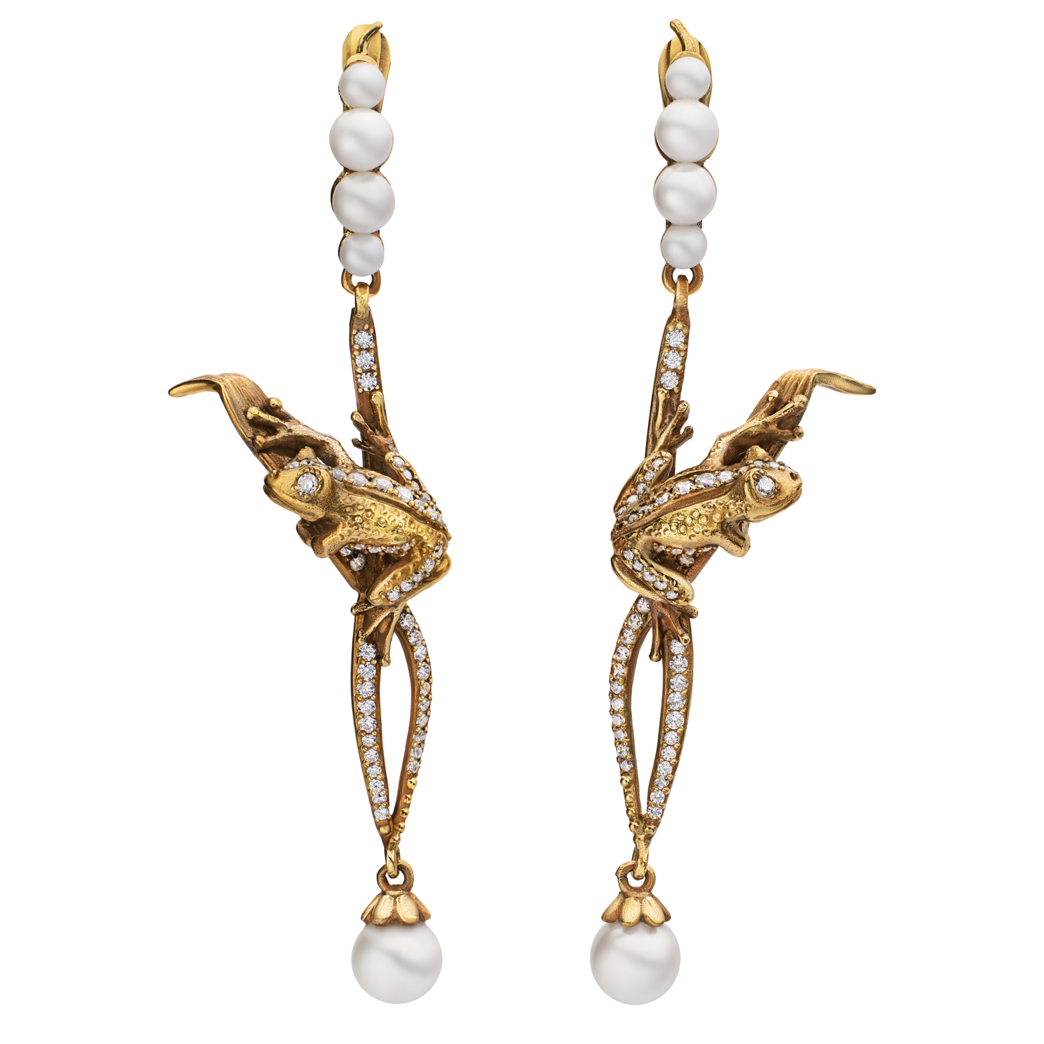 OR1702 PEARL Earings Rana su una canna