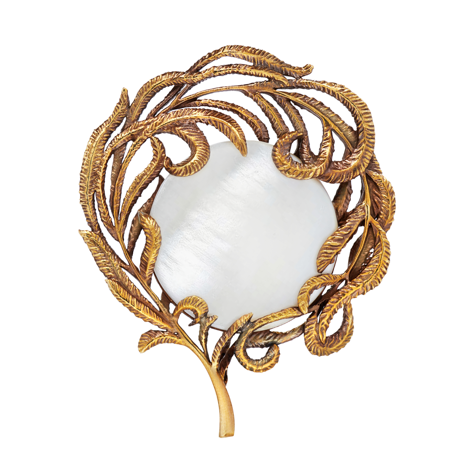 CO2907 PEARL Broosh/Necklace feather with pearls