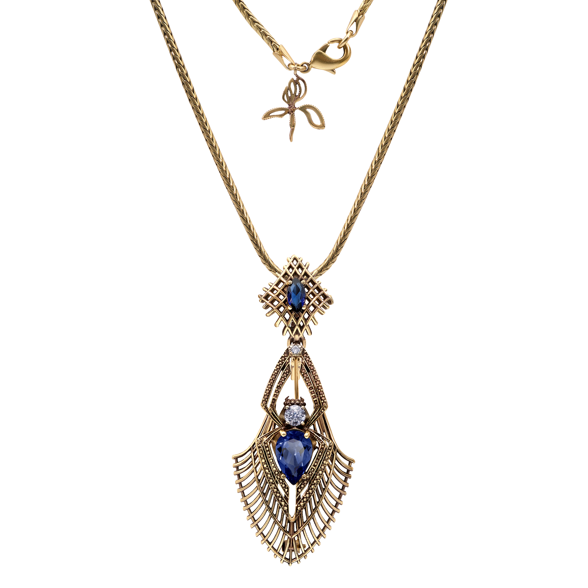 SP310721 TANZANITE Necklace/Broosh RAGNO ART DECO