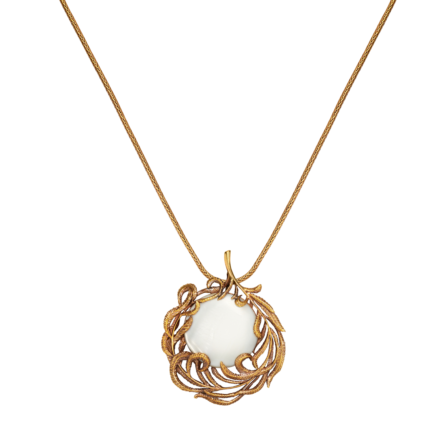 CO2907 PEARL Necklace/Broosh Piuma di Fenice