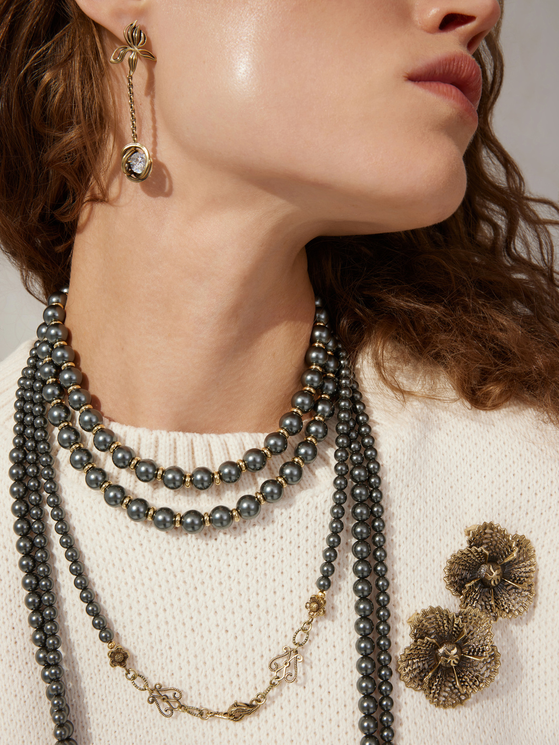 CO1863 PERLA GRAFITE Necklace EREDITA DEI MONARCHI